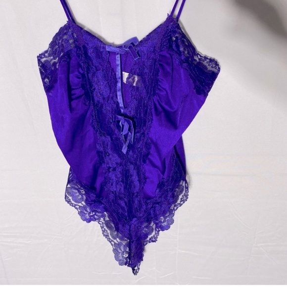 Vintage Purple Satin & Lace Teddy Lingerie With Sheer Jacket M - Picture 15 of 15